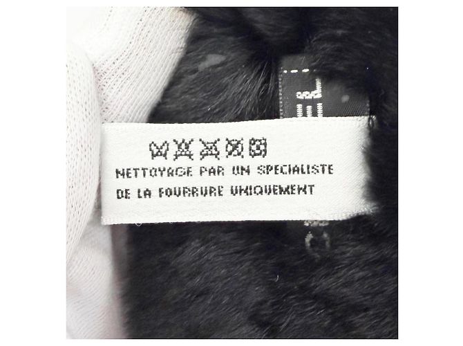 Chanel Coco Mark Lapin Pelzarmreif Schwarz Weiß - Ansicht 9