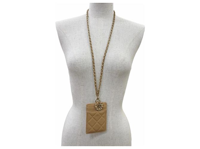 Timeless Tarjetero de piel de cordero beige Chanel - vista 4