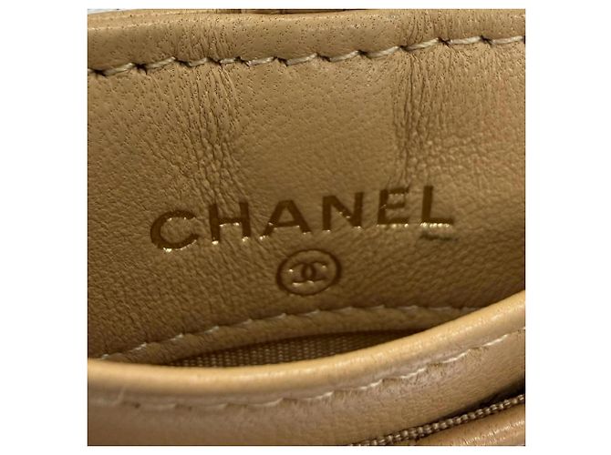 Timeless Tarjetero de piel de cordero beige Chanel - vista 9
