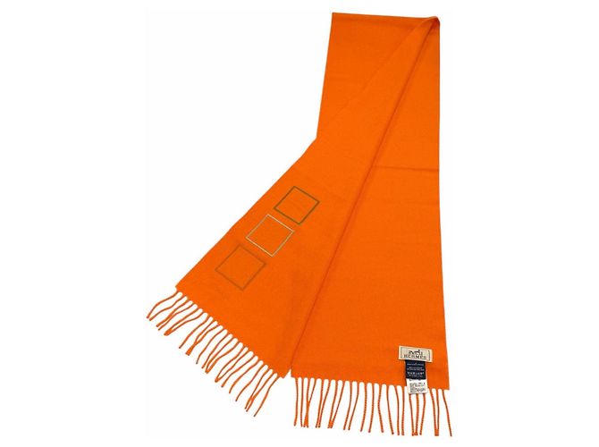 Stola in cashmere e seta Hermès arancione - vista 3