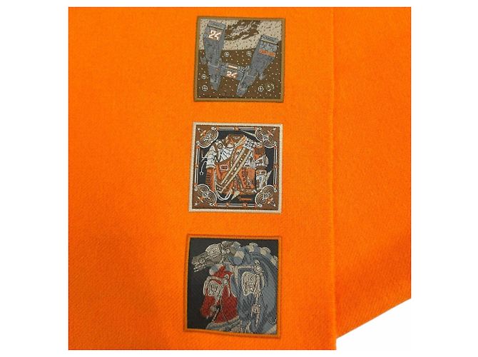 Stola in cashmere e seta Hermès arancione - vista 6