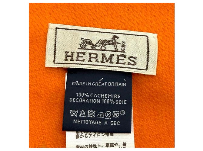 Stola in cashmere e seta Hermès arancione - vista 7