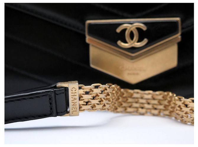NUOVA BORSA CHANEL FLAP BAG PARIS HAMBURG CHEVRON A SPALLA HANDBAG Nero - vista 13