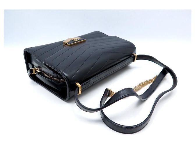 NUOVA BORSA CHANEL FLAP BAG PARIS HAMBURG CHEVRON A SPALLA HANDBAG Nero - vista 4