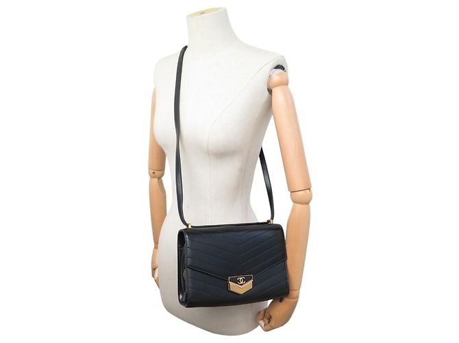 NUOVA BORSA CHANEL FLAP BAG PARIS HAMBURG CHEVRON A SPALLA HANDBAG Nero - vista 5