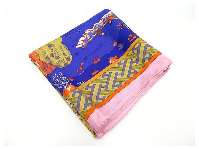 Hermès NUOVO FULLETTO DI SETA HERMES BALLADE DE HEIAN CARRE 90 BLUE DE HIDAKA - vista 12