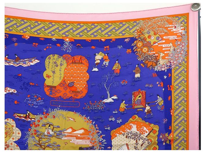 Hermès NUOVO FULLETTO DI SETA HERMES BALLADE DE HEIAN CARRE 90 BLUE DE HIDAKA - vista 3