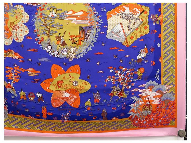 Hermès NUOVO FULLETTO DI SETA HERMES BALLADE DE HEIAN CARRE 90 BLUE DE HIDAKA - vista 4
