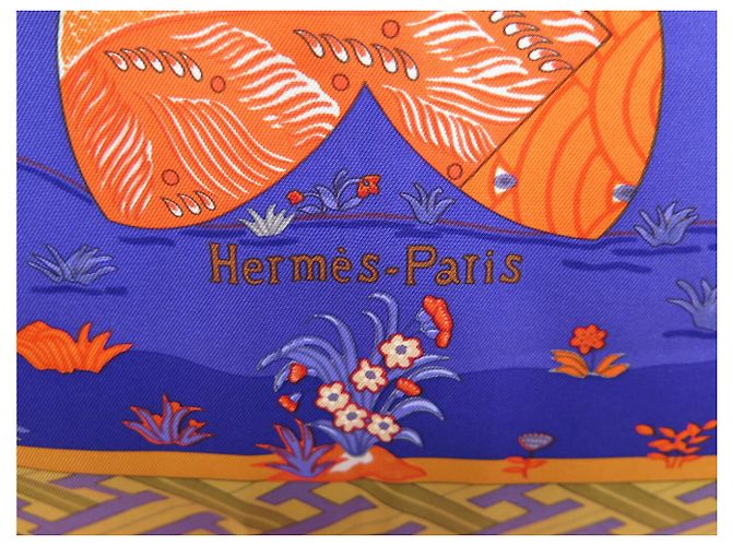 Hermès NUOVO FULLETTO DI SETA HERMES BALLADE DE HEIAN CARRE 90 BLUE DE HIDAKA - vista 8