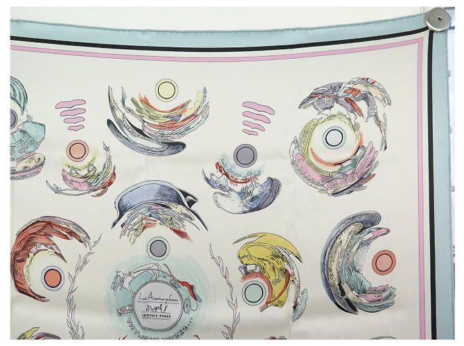 Hermès NUOVO FULLETTO HERMES LES ANAMORPHOSES H982853 PHILIPPE DUMAS SETA 70 Blu - vista 3