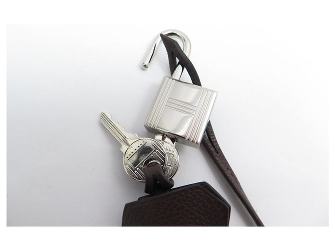 Hermès NEW SET HERMES PADLOCK + ZIPPER PULL WITH BELL KELLY BAG KEY Brown - view 5