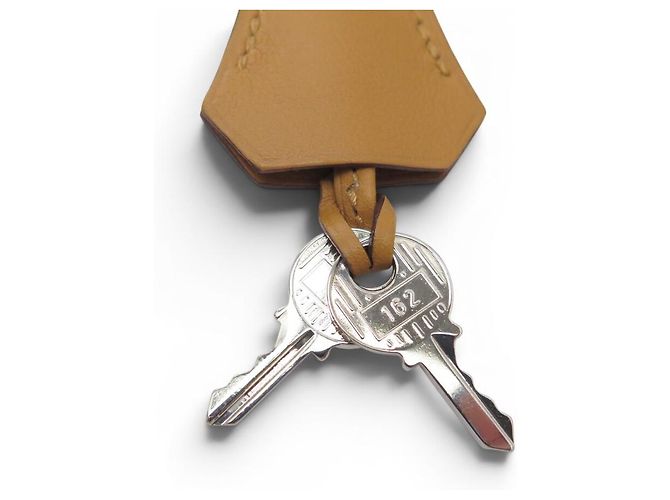 Hermès NEW SET HERMES PADLOCK + ZIPPER PULL WITH BELL KELLY BAG KEY Camel - view 3