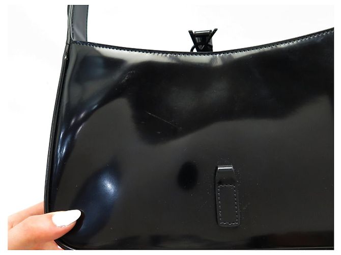 BORSA SAINT LAURENT LE 5 À 7 657228 HOBO IN PELLE LACCATA NERA Nero - vista 13