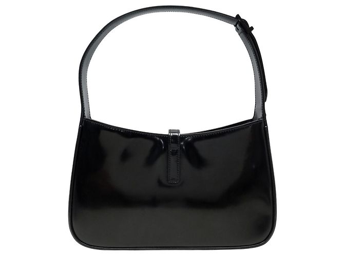 BORSA SAINT LAURENT LE 5 À 7 657228 HOBO IN PELLE LACCATA NERA Nero - vista 2
