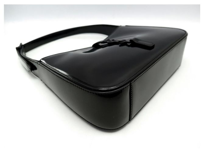 BORSA SAINT LAURENT LE 5 À 7 657228 HOBO IN PELLE LACCATA NERA Nero - vista 3