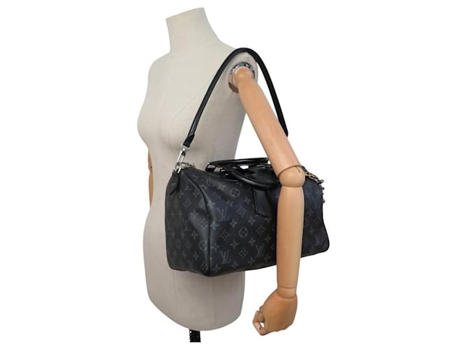 NUOVA BORSA LOUIS VUITTON SPEEDY SOFT 30 MONOGRAM ECLIPSE CANVAS M15102 Grigio antracite - vista 7