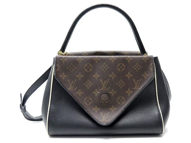 BORSA A MANO LOUIS VUITTON DOUBLE V M54439 IN PELLE NERA E TELA MONOGRAM - vista 2