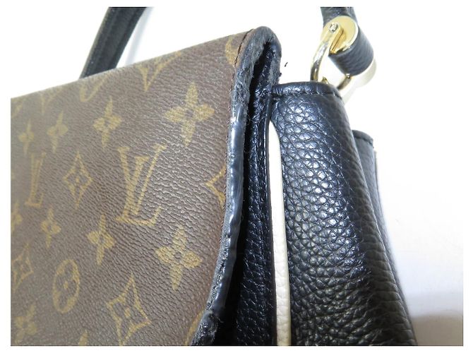 BORSA A MANO LOUIS VUITTON DOUBLE V M54439 IN PELLE NERA E TELA MONOGRAM - vista 22