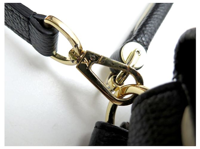 BORSA A MANO LOUIS VUITTON DOUBLE V M54439 IN PELLE NERA E TELA MONOGRAM - vista 3