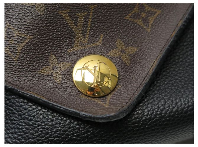 BORSA A MANO LOUIS VUITTON DOUBLE V M54439 IN PELLE NERA E TELA MONOGRAM - vista 4