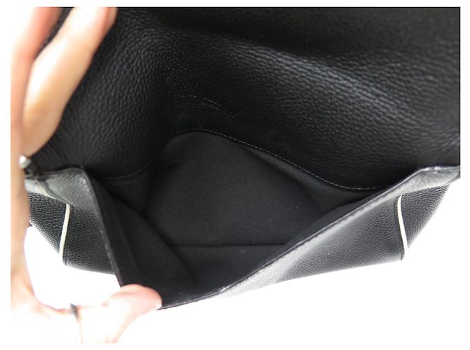 BORSA A MANO LOUIS VUITTON DOUBLE V M54439 IN PELLE NERA E TELA MONOGRAM - vista 7