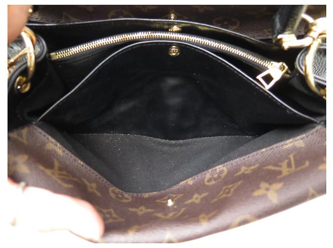 BORSA A MANO LOUIS VUITTON DOUBLE V M54439 IN PELLE NERA E TELA MONOGRAM - vista 8