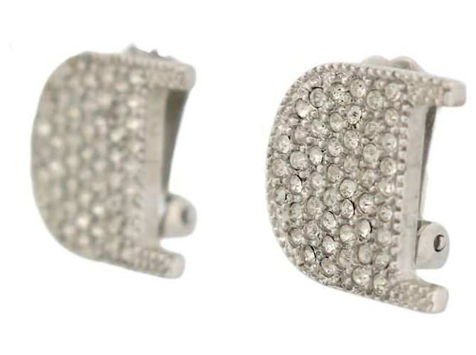 ORECCHINI DIOR LOGO CDEN IN METALLO ARGENTATO E STRASS + SACCHETTO Argento - vista 2