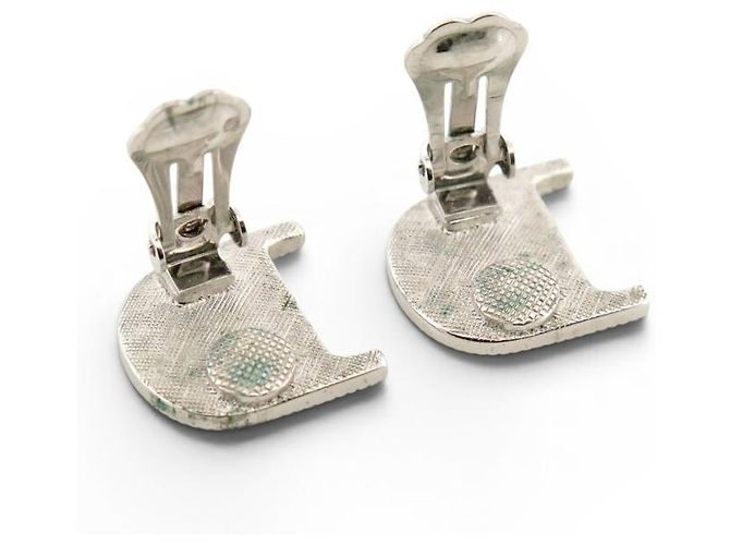 ORECCHINI DIOR LOGO CDEN IN METALLO ARGENTATO E STRASS + SACCHETTO Argento - vista 5