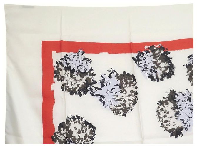 NUEVO PAÑOLÓN CHRISTIAN DIOR 120CM ESTAMPADO FLORAL SEDA ROJO BLANCO - vista 2