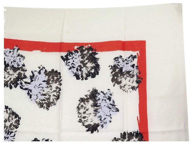 NUEVO PAÑOLÓN CHRISTIAN DIOR 120CM ESTAMPADO FLORAL SEDA ROJO BLANCO - vista 3
