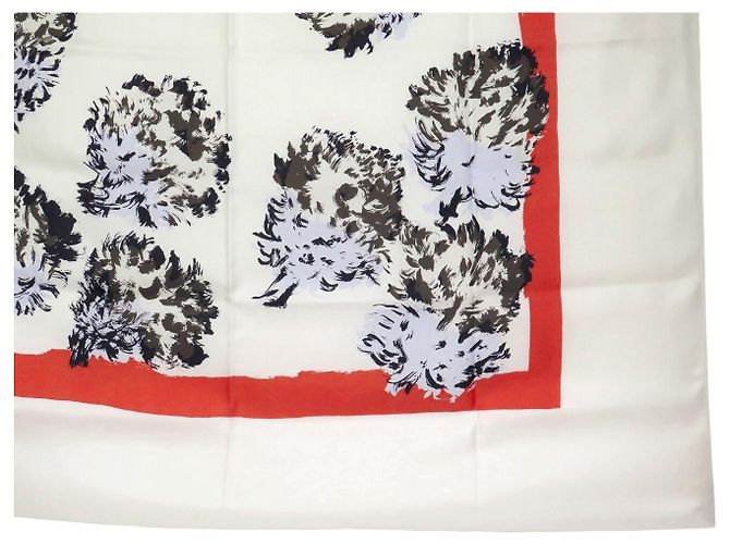 NUEVO PAÑOLÓN CHRISTIAN DIOR 120CM ESTAMPADO FLORAL SEDA ROJO BLANCO - vista 4