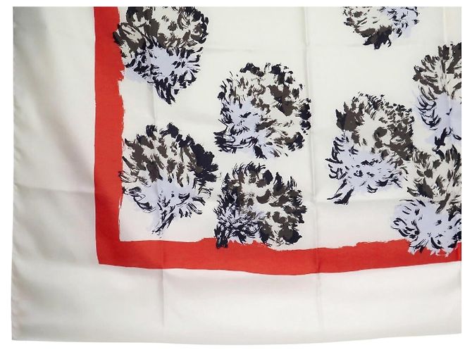 NUEVO PAÑOLÓN CHRISTIAN DIOR 120CM ESTAMPADO FLORAL SEDA ROJO BLANCO - vista 5