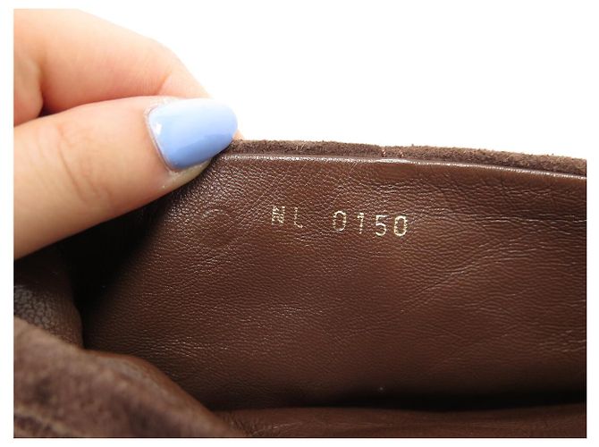ZAPATOS LOUIS VUITTON BOTINES DE PLATAFORMA DE GAMUZA PLISADA 39 Castaño - vista 10