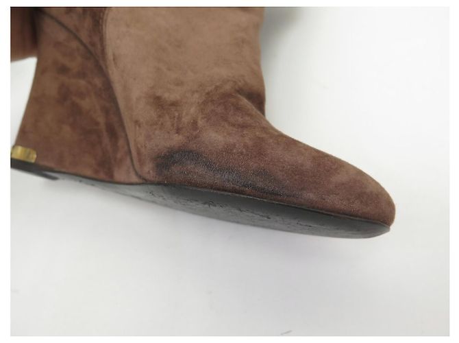 ZAPATOS LOUIS VUITTON BOTINES DE PLATAFORMA DE GAMUZA PLISADA 39 Castaño - vista 13