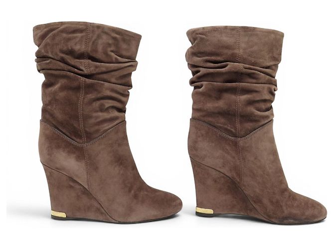 ZAPATOS LOUIS VUITTON BOTINES DE PLATAFORMA DE GAMUZA PLISADA 39 Castaño - vista 3