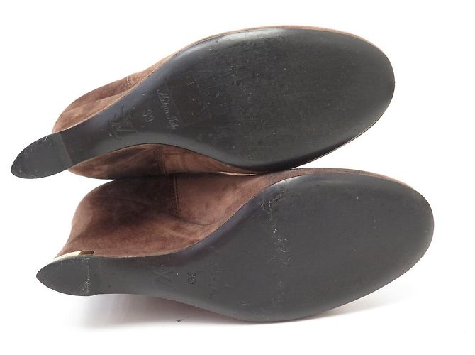 ZAPATOS LOUIS VUITTON BOTINES DE PLATAFORMA DE GAMUZA PLISADA 39 Castaño - vista 7