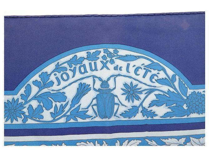 Hermès FULAR IN SETA HERMES JOYAUX DE L'ETE ANTOINE DE JACQUELOT CARRÉ 90 Blu - vista 10