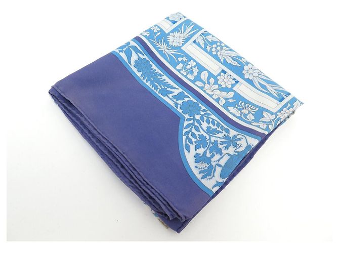 Hermès FULAR IN SETA HERMES JOYAUX DE L'ETE ANTOINE DE JACQUELOT CARRÉ 90 Blu - vista 18