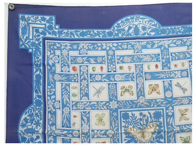 Hermès FULAR IN SETA HERMES JOYAUX DE L'ETE ANTOINE DE JACQUELOT CARRÉ 90 Blu - vista 2