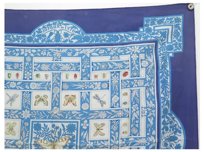 Hermès FULAR IN SETA HERMES JOYAUX DE L'ETE ANTOINE DE JACQUELOT CARRÉ 90 Blu - vista 3