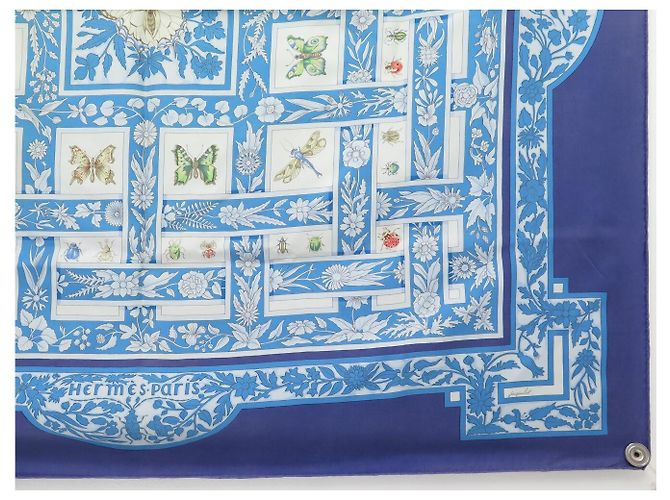 Hermès FULAR IN SETA HERMES JOYAUX DE L'ETE ANTOINE DE JACQUELOT CARRÉ 90 Blu - vista 4