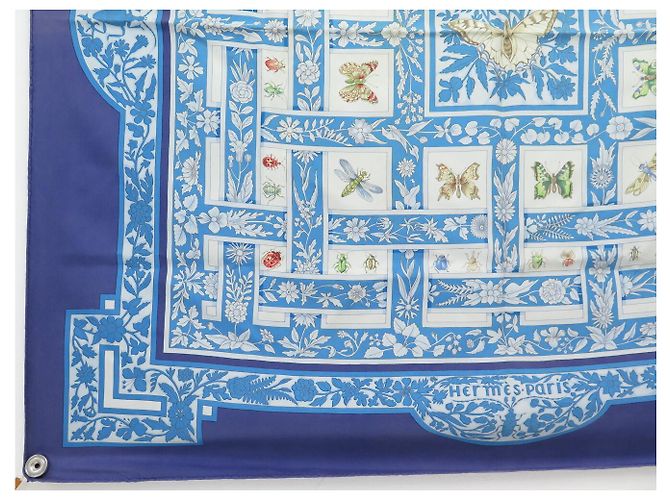 Hermès FULAR IN SETA HERMES JOYAUX DE L'ETE ANTOINE DE JACQUELOT CARRÉ 90 Blu - vista 5