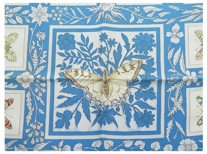 Hermès FULAR IN SETA HERMES JOYAUX DE L'ETE ANTOINE DE JACQUELOT CARRÉ 90 Blu - vista 6