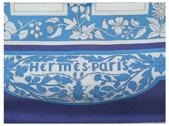 Hermès FULAR IN SETA HERMES JOYAUX DE L'ETE ANTOINE DE JACQUELOT CARRÉ 90 Blu - vista 7