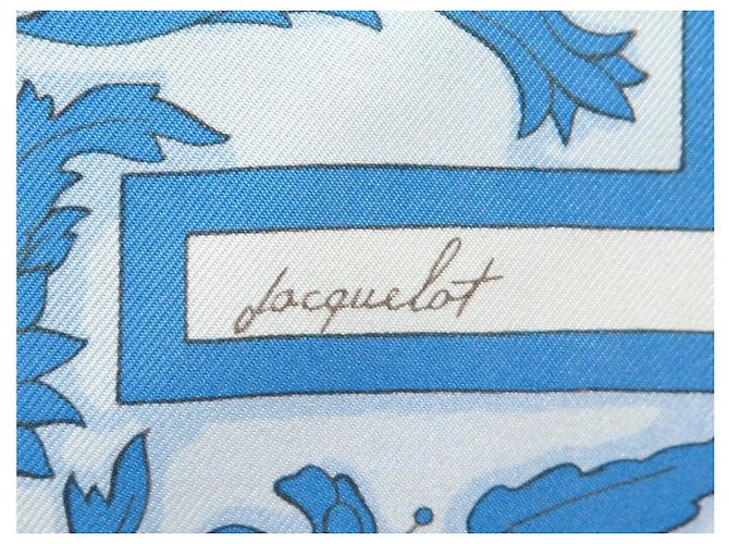 Hermès FULAR IN SETA HERMES JOYAUX DE L'ETE ANTOINE DE JACQUELOT CARRÉ 90 Blu - vista 9