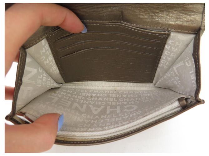CHANEL CAMBON LOGO CC QUILTED LEATHER WALLET BRONZE - view 10
