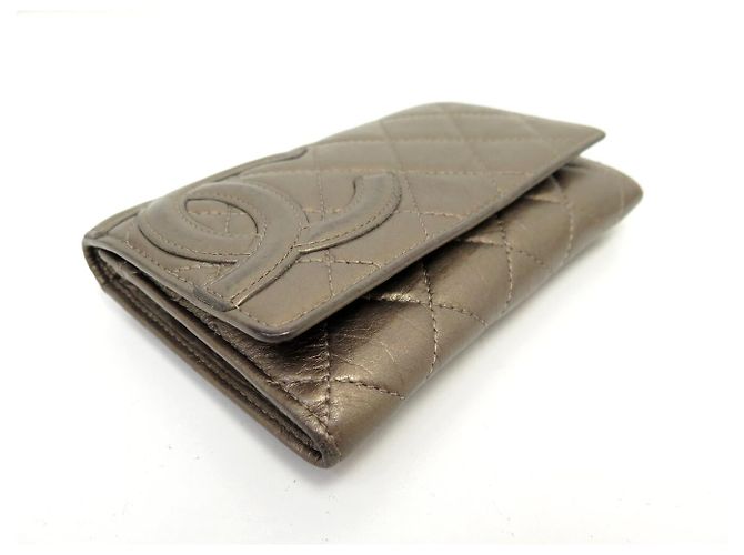 CHANEL CAMBON LOGO CC QUILTED LEATHER WALLET BRONZE - view 3