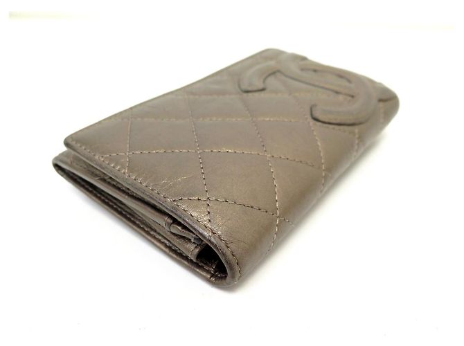 CHANEL CAMBON LOGO CC QUILTED LEATHER WALLET BRONZE - view 4