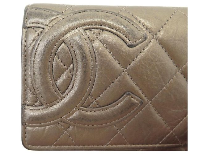 CHANEL CAMBON LOGO CC QUILTED LEATHER WALLET BRONZE - view 5