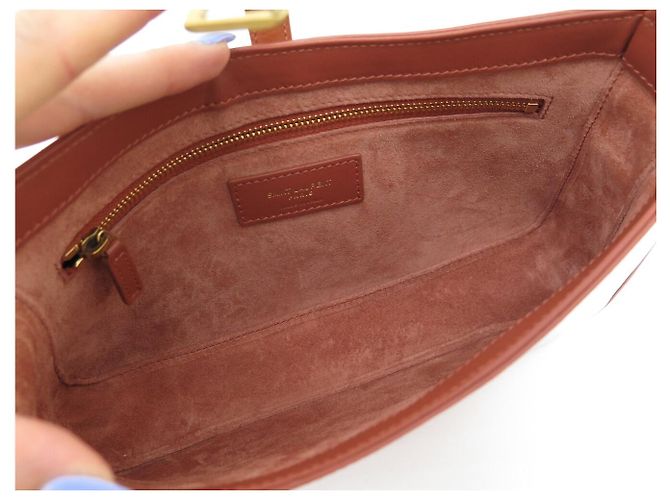 NUEVO BOLSO SAINT LAURENT LE 5 À 7 657228 CUERO PINTADO BRICK HOBO BAG Roja - vista 7
